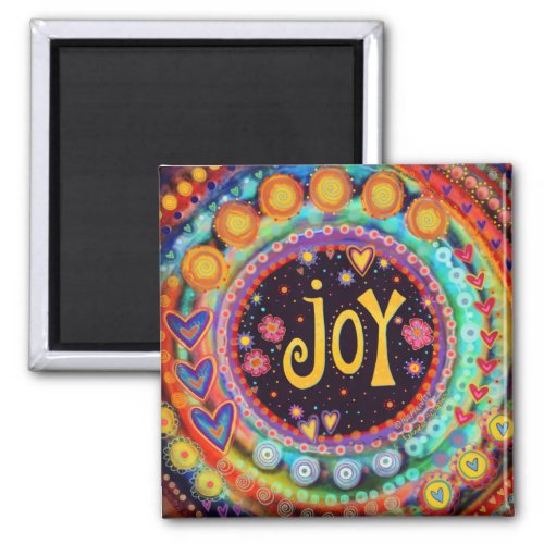 Joy Pretty Colorful Fun Hearts Inspirivity Magnet