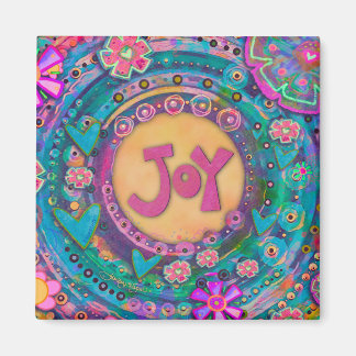 Joy Pretty Floral Pastel Inspirational Hearts Magnet