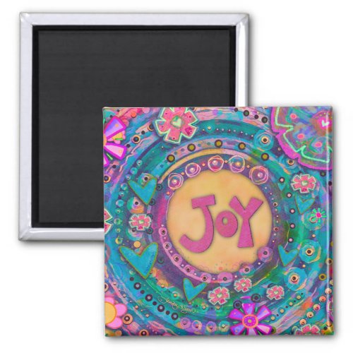 Joy Pretty Floral Pastel Inspirational Hearts Magnet
