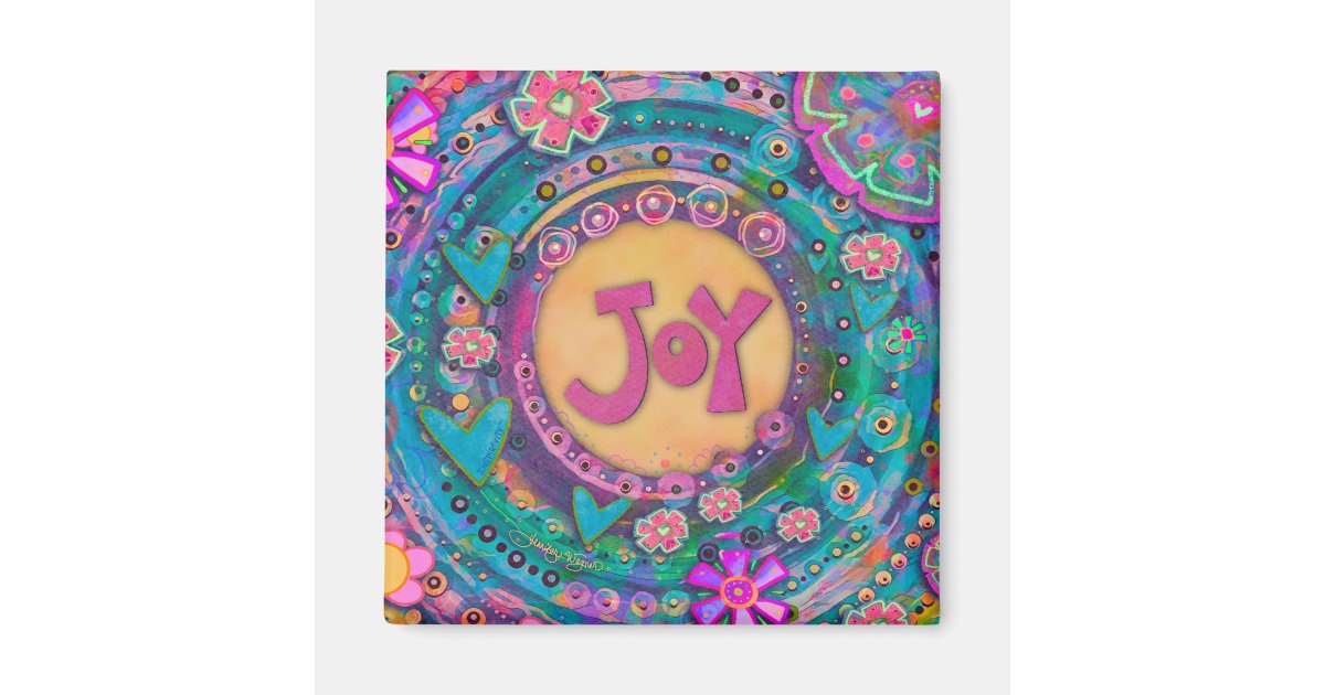 Joy Pretty Floral Pastel Inspirational Hearts Magnet | Zazzle