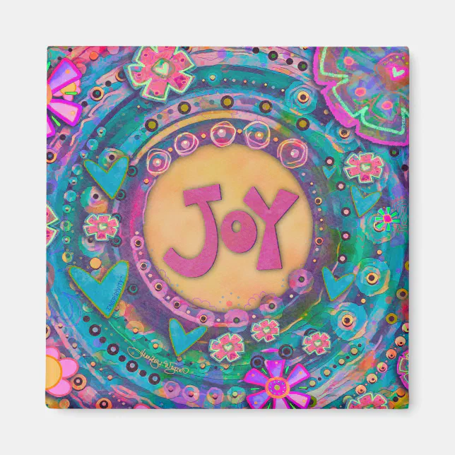 Joy Pretty Floral Pastel Inspirational Hearts Magnet | Zazzle