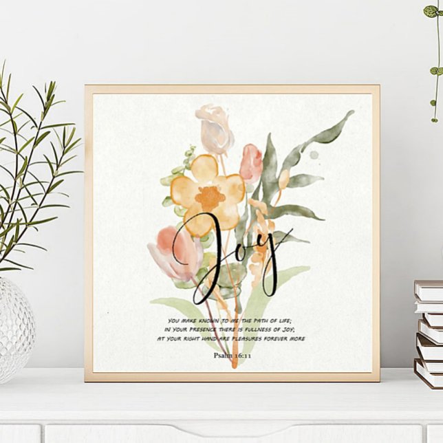 Joy-Psalm 16:11 orange floral Poster (Creator Uploaded)