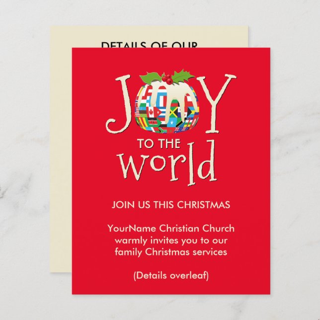 Joy Pudding Church Christmas Service Invitation (Front/Back)
