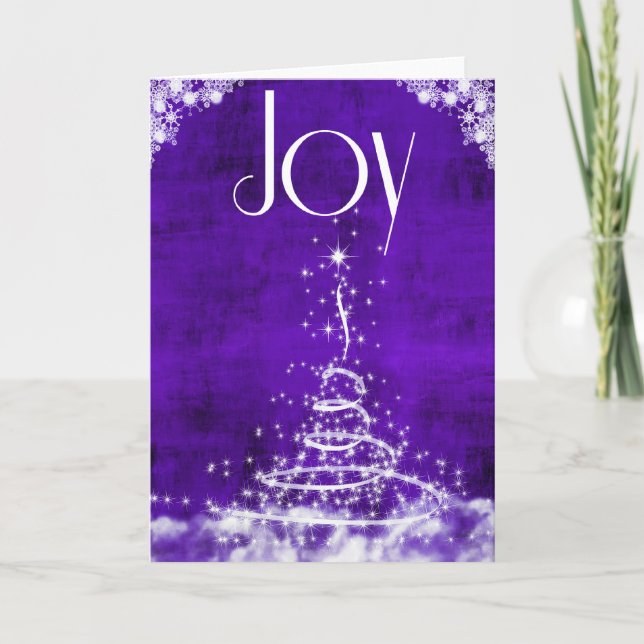 Joy Purple Holiday Card (Front)