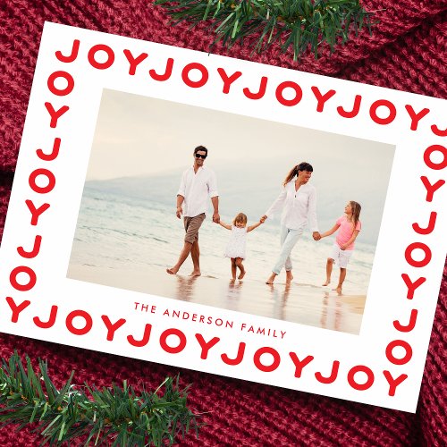 Joy  Red Christmas Photo Frame Holiday Card