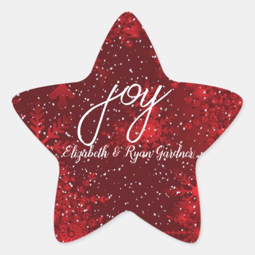 Joy Red Christmas Snowflakes Falling Snow Star Sticker