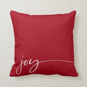 Joy Red Elegant Script Typography Christmas Throw Pillow