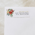 JOY Red Poinsettia Christmas Floral Return Address Label<br><div class="desc">The JOY Christmas Collection features red watercolor poinsettias,  pine sprigs and faux gold foil splatters. This collection is perfect for your holiday decor,  tags,  dinner party,  and more.</div>