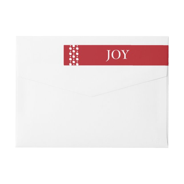 Joy Red White Merry Christmas Holiday Wrap Around Label (Back)