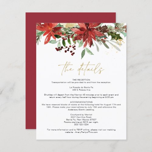 JOY Red Winter Poinsettia Floral Details Card