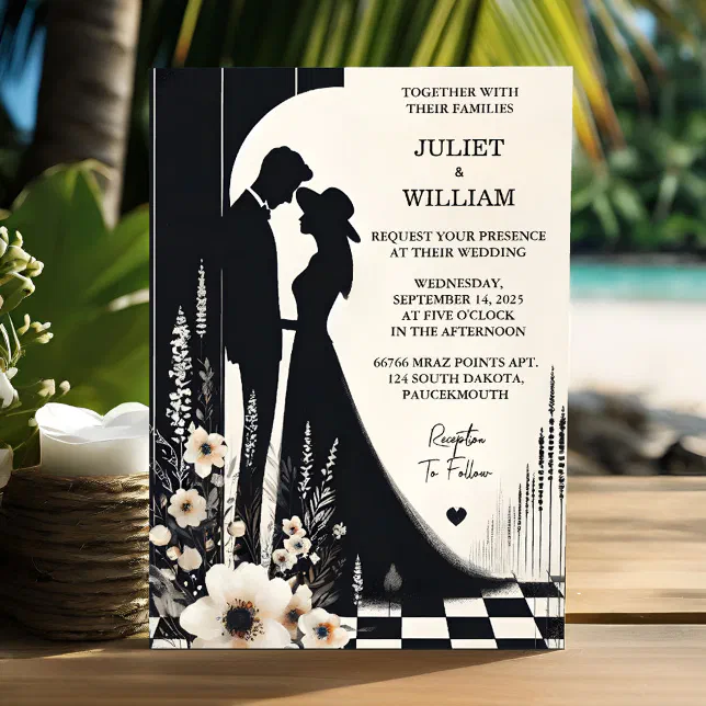 Joy Retro Boho Studio Creative Illustrated Wedding Invitation | Zazzle