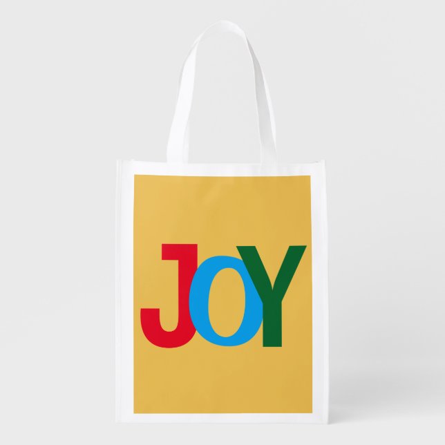 "JOY" Reusable Christmas Grocery Tote Bag (Front)