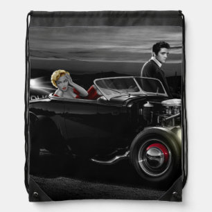 Joy Ride B&W Drawstring Bag
