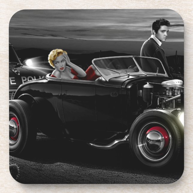 Joy Ride B&W Drink Coaster (Front)