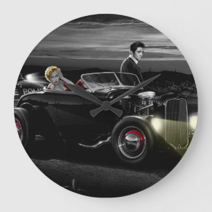 Joy Ride B&W Large Clock