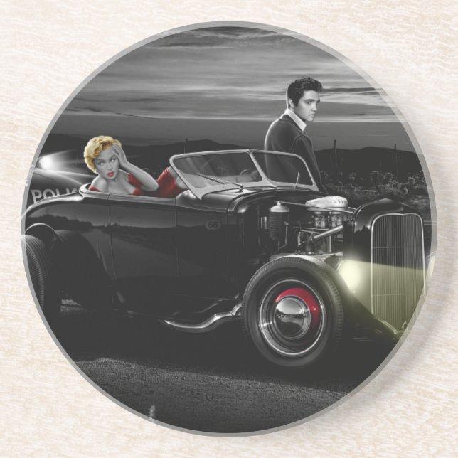 Joy Ride B&W Sandstone Coaster (Front)