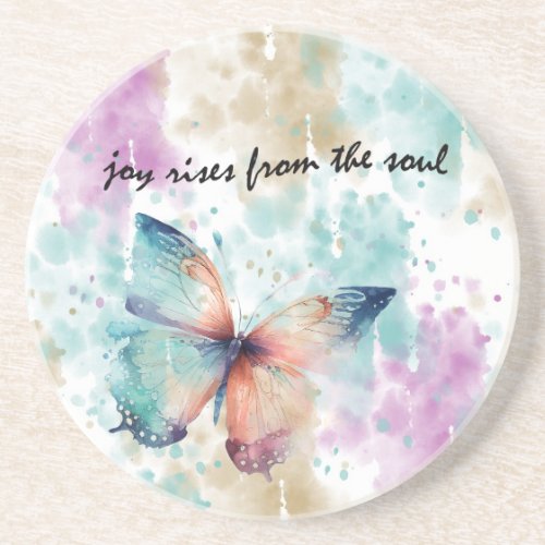 Joy Rises from the Soul Butterfly Abstract Coaster