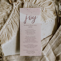 Joy | Rose Gold Christmas Dinner Menu Card