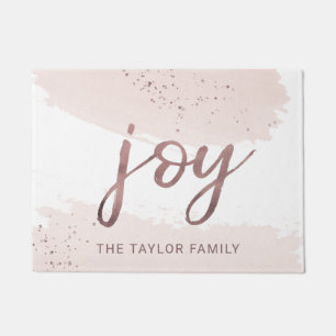 Joy Rose Gold Christmas Doormat