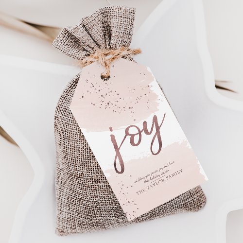 Joy  Rose Gold Christmas Gift Tags