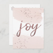Joy | Rose Gold Christmas Holiday Postcard