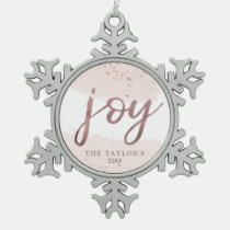Joy | Rose Gold Holiday Snowflake Pewter Christmas Ornament