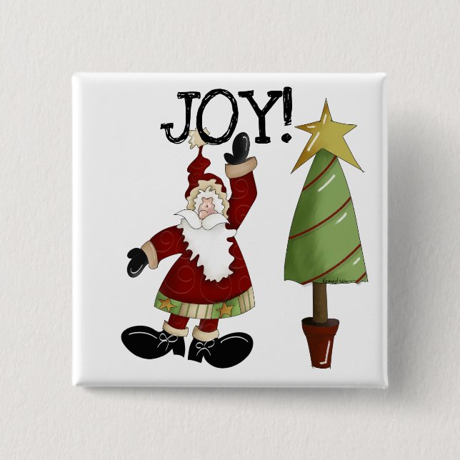 JOY Santa Claus T-shirts and Gifts Button (Front)