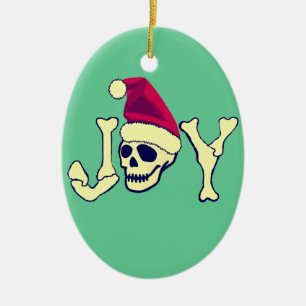 Joy - Santa SKull Ceramic Ornament