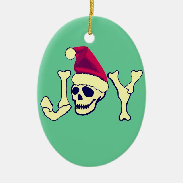 Joy - Santa SKull Ceramic Ornament (Front)
