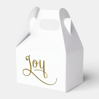 Joy Script Gold Glitter Favor Boxes