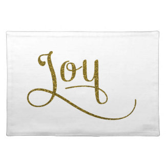 Joy Script Gold Glitter Placemat