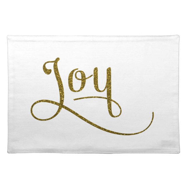 Joy Script Gold Glitter Placemat (Front)