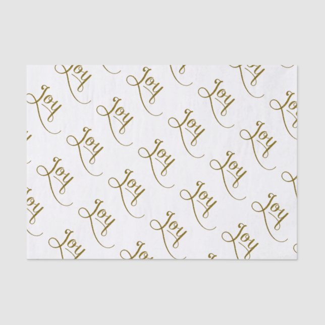 Joy Script Gold Glitter Tissue Paper (Front)