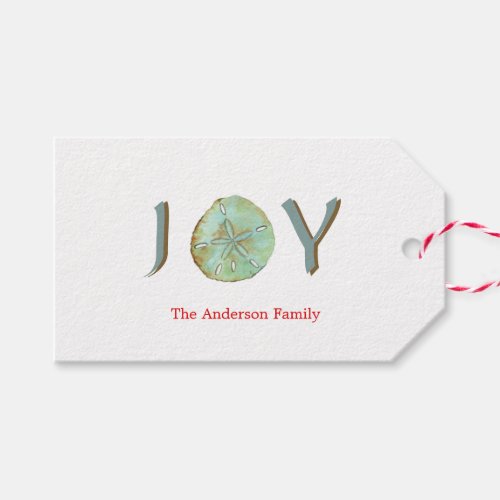 Joy Script Nautical Christmas Aqua Gift tag