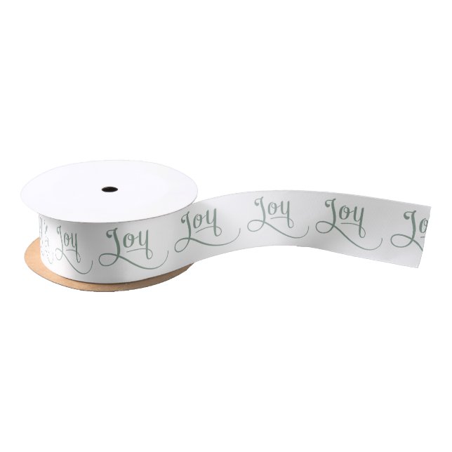 Joy Script Sage Satin Ribbon (Spool)
