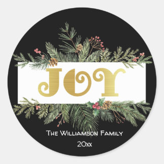 JOY - Shimmering Gold - Personalized Classic Round Sticker