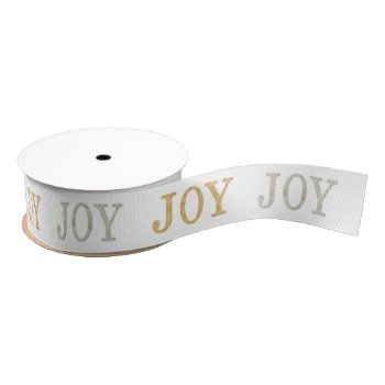 Joy (silver / Gold Glitter) Grosgrain Ribbon by byDania at Zazzle