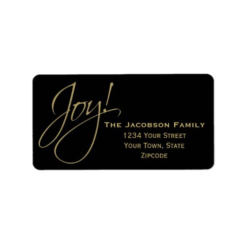 Joy Simple Black Holiday Christmas Return Address Label
