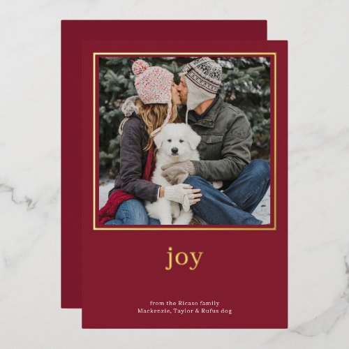 Joy Simple Elegant Merry Christmas Personalized Foil Invitation