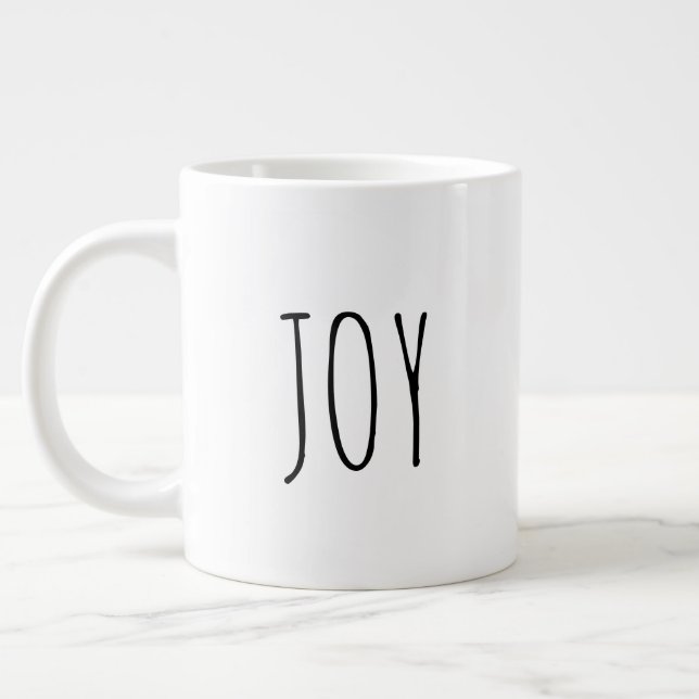 "Joy" Simple Modern Farmhouse Giant Coffee Mug (Left)