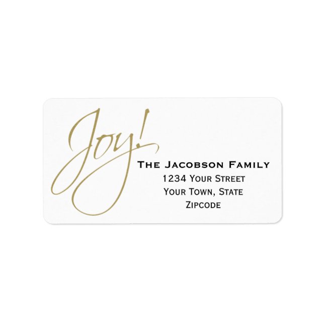 Joy! Simple White Holiday Christmas Return Address Label (Front)