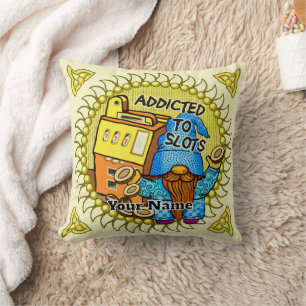 Joy slots gnome throw pillow