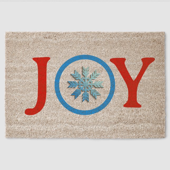 Joy Snowflake Christmas Coir Door Mat (Front)