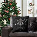Joy Snowflake First Christmas as Mr & Mrs Throw Pillow<br><div class="desc">Add a touch of sparkling holiday elegance to your home with the 'Joy Snowflake First Christmas as Mr & Mrs' Throw Pillow. The word 'joy' is beautifully crafted using a silver glittery snowflake, infusing the design with a magical touch. Celebrate your first Christmas as a married couple with this unique...</div>
