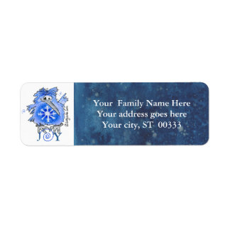 Joy Snowflake Kiwi Bird Blue Address Label