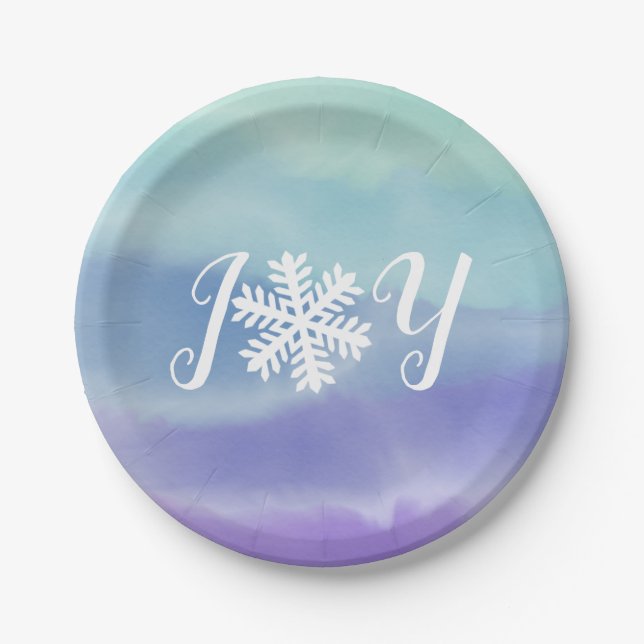 Joy Snowflake Paper Plates (Front)