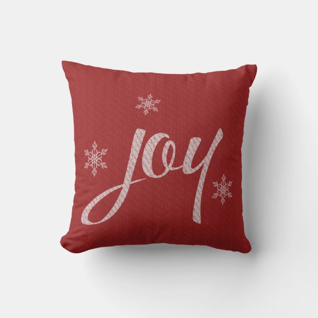 Joy snowflake typography throw pillow (Front)