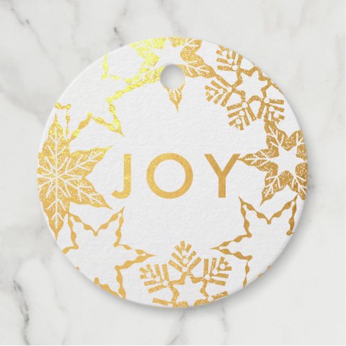 JOY Snowflakes Gold Foil Christmas Foil Favor Tags