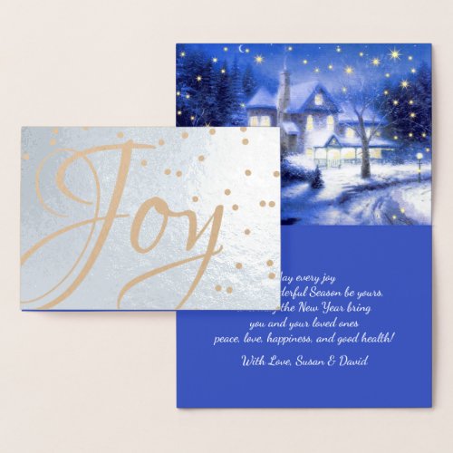 Joy Snowy Village Christmas Luxury  Foil Card