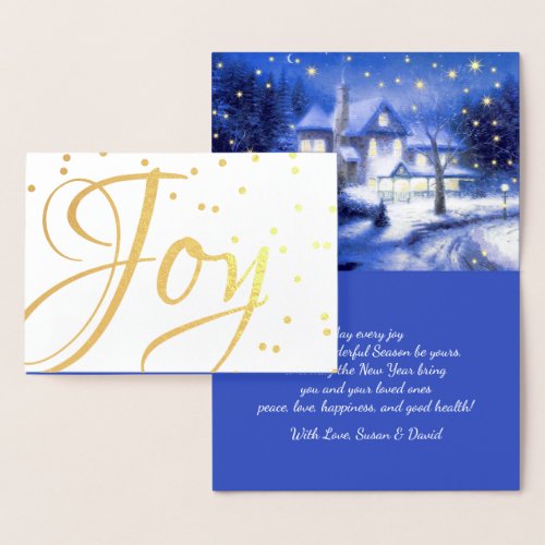 Joy Snowy Village Luxury Christmas  Foil Card